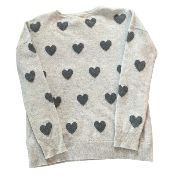Christian Siriano Womens Cashmere Sweater Size S Jumper Grey Red Heart Preppy - Picture 4 of 7